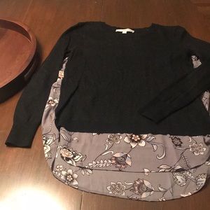 Loft sweater with chiffon back and trim